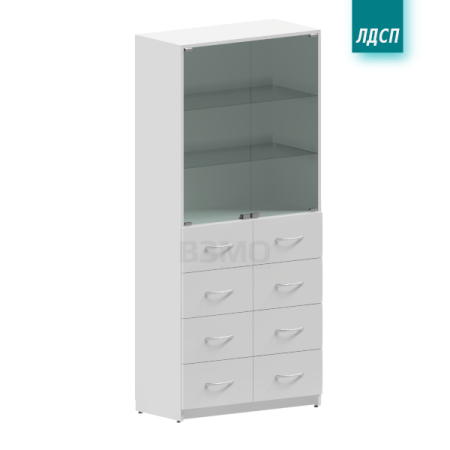 ВЗМО ШМЛЯ СКБ-2С – Шкаф медицинский двухстворчатый со стеклом и ящиками