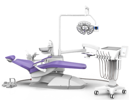 SILVERFOX 8000C-CMS0 Implant – Стоматологическая установка с подкатным блоком врача и с мягкой обивкой