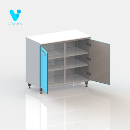 ВИТАЛИЯ М2 ЛЮКС — Медицинская тумба на хромированных ножках с полками