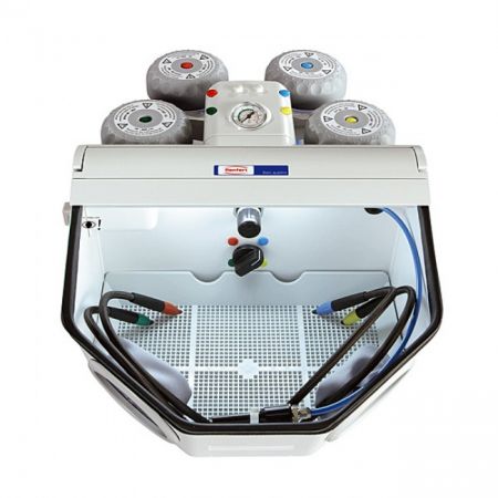 Renfert Basic quattro - аппарат для тонкоструйной обработки, базовая модель с 2 бачками, струйные сопла 0,8 мм / 1,2 мм, 25–70 мкм, 70–250 мкм