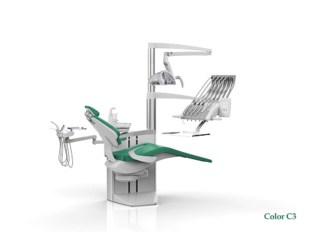 SILVERFOX 8000С CMS0 – Стоматологическая установка с верхней подачей и пневматической системой управления инструментами, подачей воды и воздуха