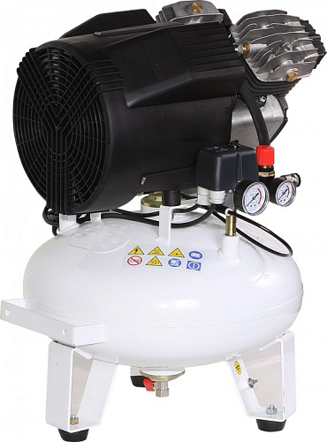 Remeza КМ-24.VS204 - Стоматологический безмасляный компрессор для 2-х стоматологических установок, без осушителя, с ресивером 24 л, 165 л/мин